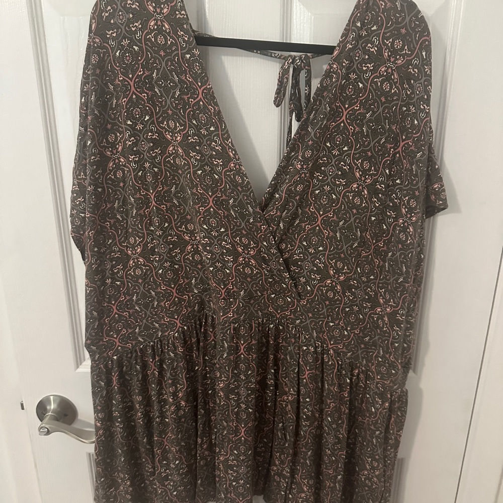 Torrid Brown and Pink Patterned Blouse